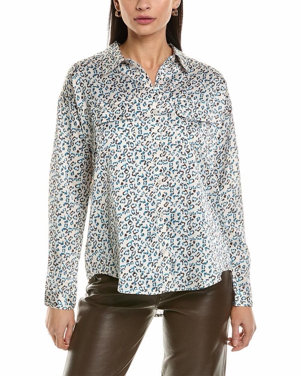 Fate Animal Print Long Sleeve Button Front Blouse Womens Medium Leopard NWT